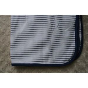 RN 88317 Blue White Stripe Baby Blanket Security Lovey Cotton Stretch Knit